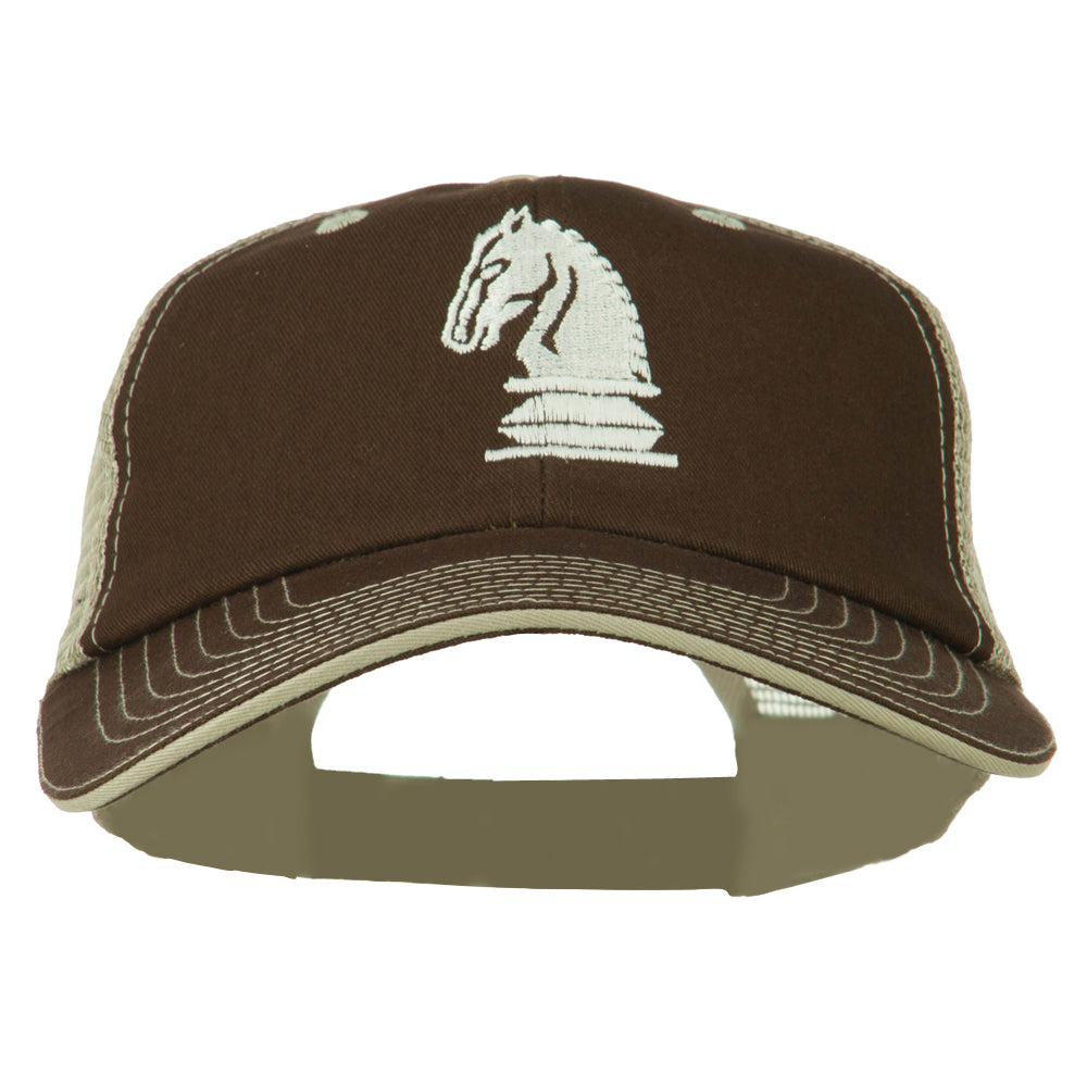 Chess Knight Embroidered Big Size Washed Mesh Cap