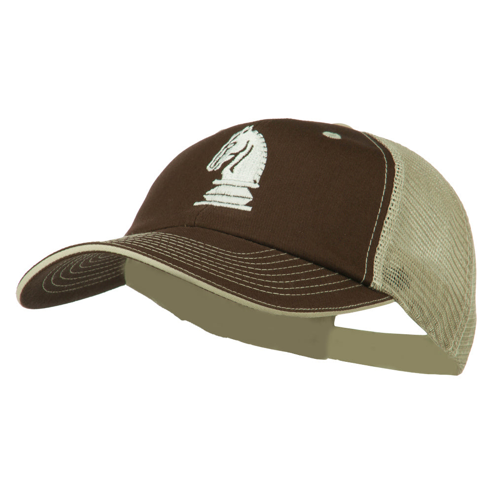Chess Knight Embroidered Big Size Washed Mesh Cap