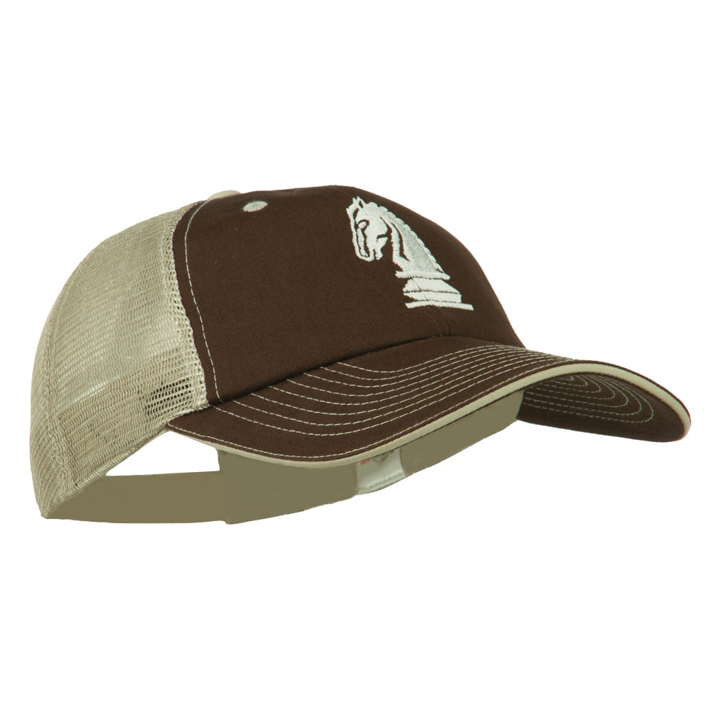 Chess Knight Embroidered Big Size Washed Mesh Cap