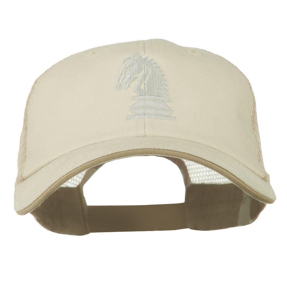 Chess Knight Embroidered Big Size Washed Mesh Cap