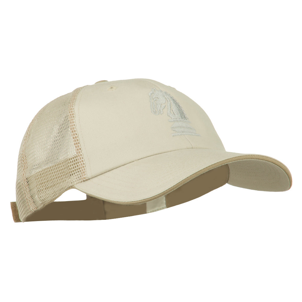 Chess Knight Embroidered Big Size Washed Mesh Cap