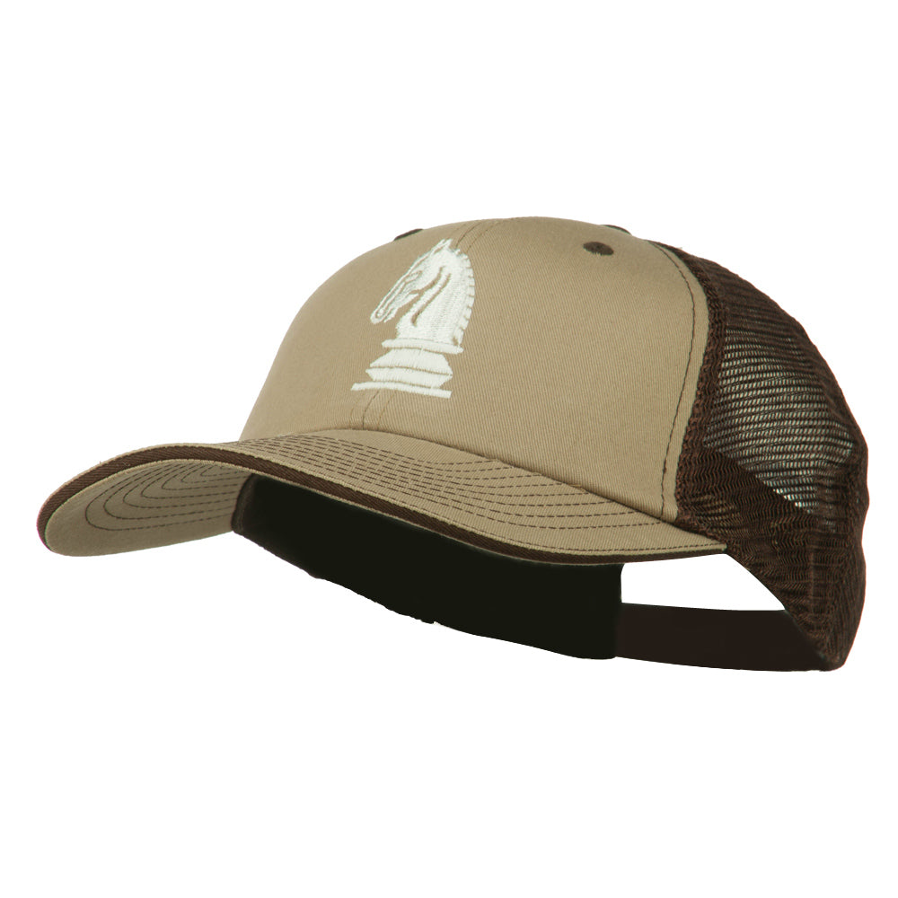 Chess Knight Embroidered Big Size Washed Mesh Cap
