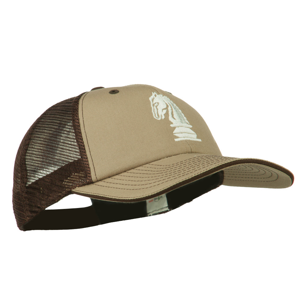 Chess Knight Embroidered Big Size Washed Mesh Cap