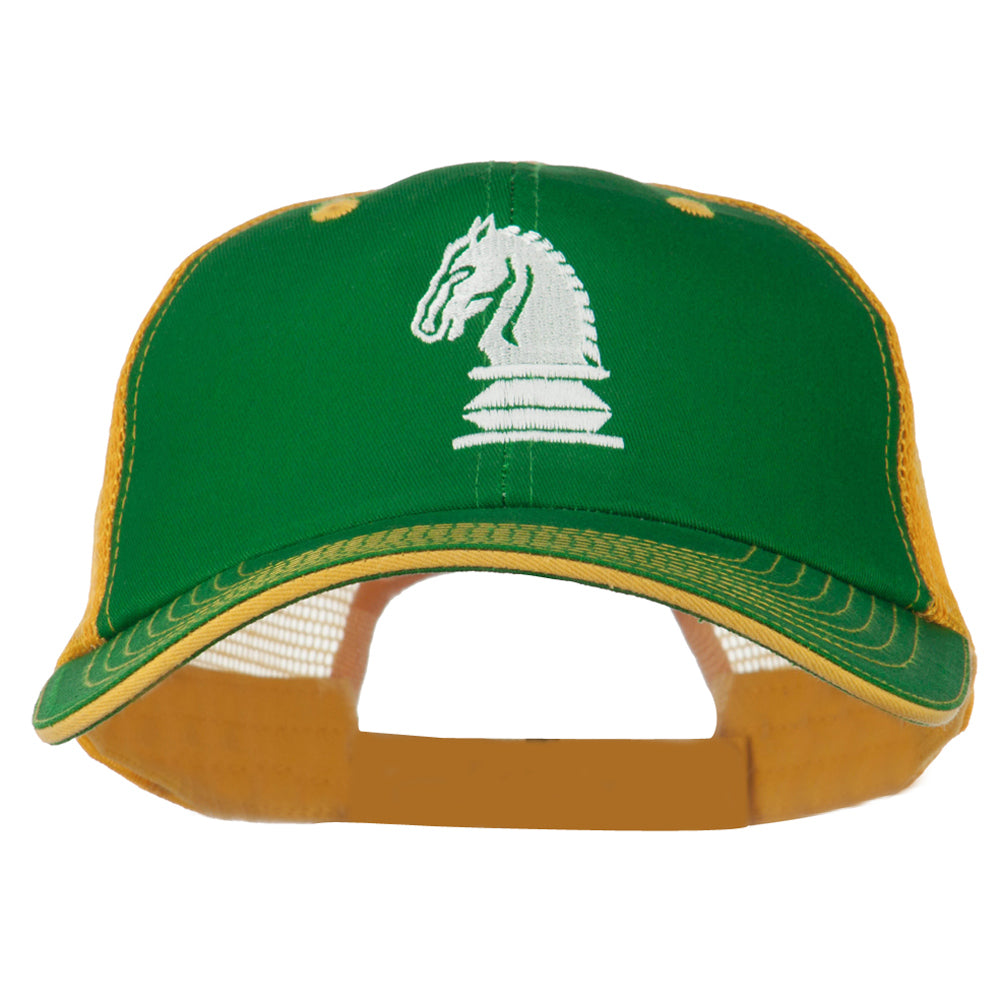 Chess Knight Embroidered Big Size Washed Mesh Cap