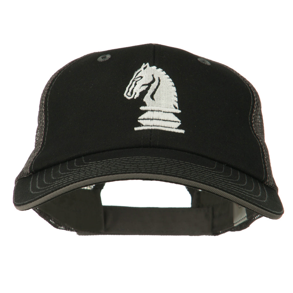 Chess Knight Embroidered Big Size Washed Mesh Cap