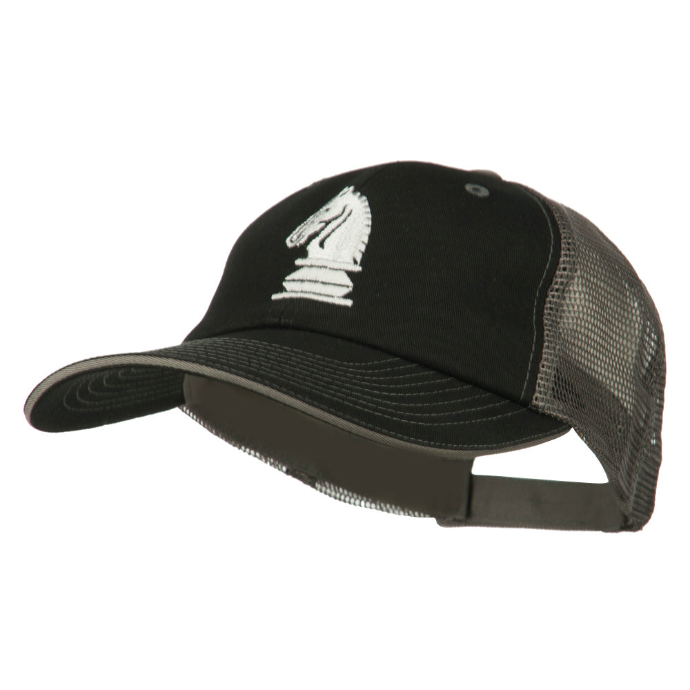Chess Knight Embroidered Big Size Washed Mesh Cap