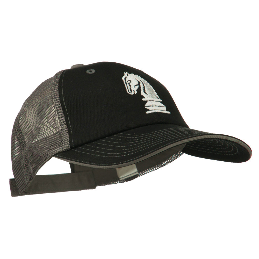 Chess Knight Embroidered Big Size Washed Mesh Cap