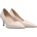 New CosyFever Women Size 7.5W Wide Tan 2.6" Heel Pointed Toe Slide On Pump Shoes