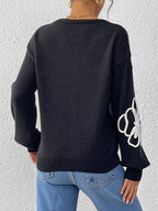Flower V-Neck Long Sleeve Sweater