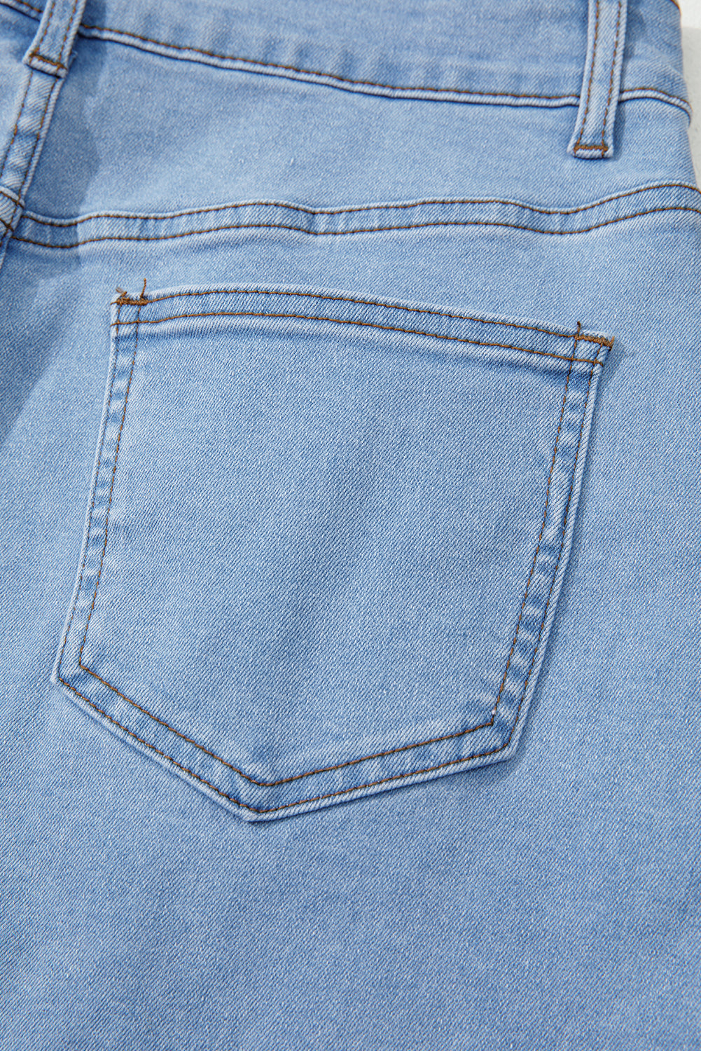Beau Blue Western Embroidered Denim Mini Skirt