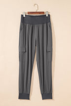 Camel Elastic High Waist Pocketed Cargo Jogger Pants