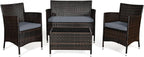 Elegant Four-Piece Rattan Patio Set with Soft Cushions