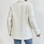 Ladies' Solid Color Linen Fake Pocket Design Fashionable Suit Jacket