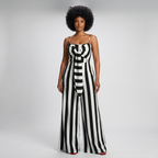 Striped Tie Front Jumpsuit
