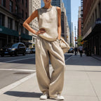 Women's Sleeveless Cardigan Top & Pants Two-Piece Set