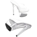 New Womens Size 9 Clear 7" Platform Heel Open Toe Slide On High Heels Shoes