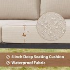 L Shape Metal Patio Furniture Set with Cushions