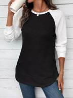 Waffle Knit Raglan Sleeve T-Shirt