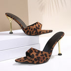 Women's Leopard Print High Heel Sandals, Women Shoes