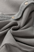 Black Waffle Knit Patchwork Exposed Seam Loose Shacket