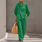 Women’s Casual Shirt and Full-Length Pants Set