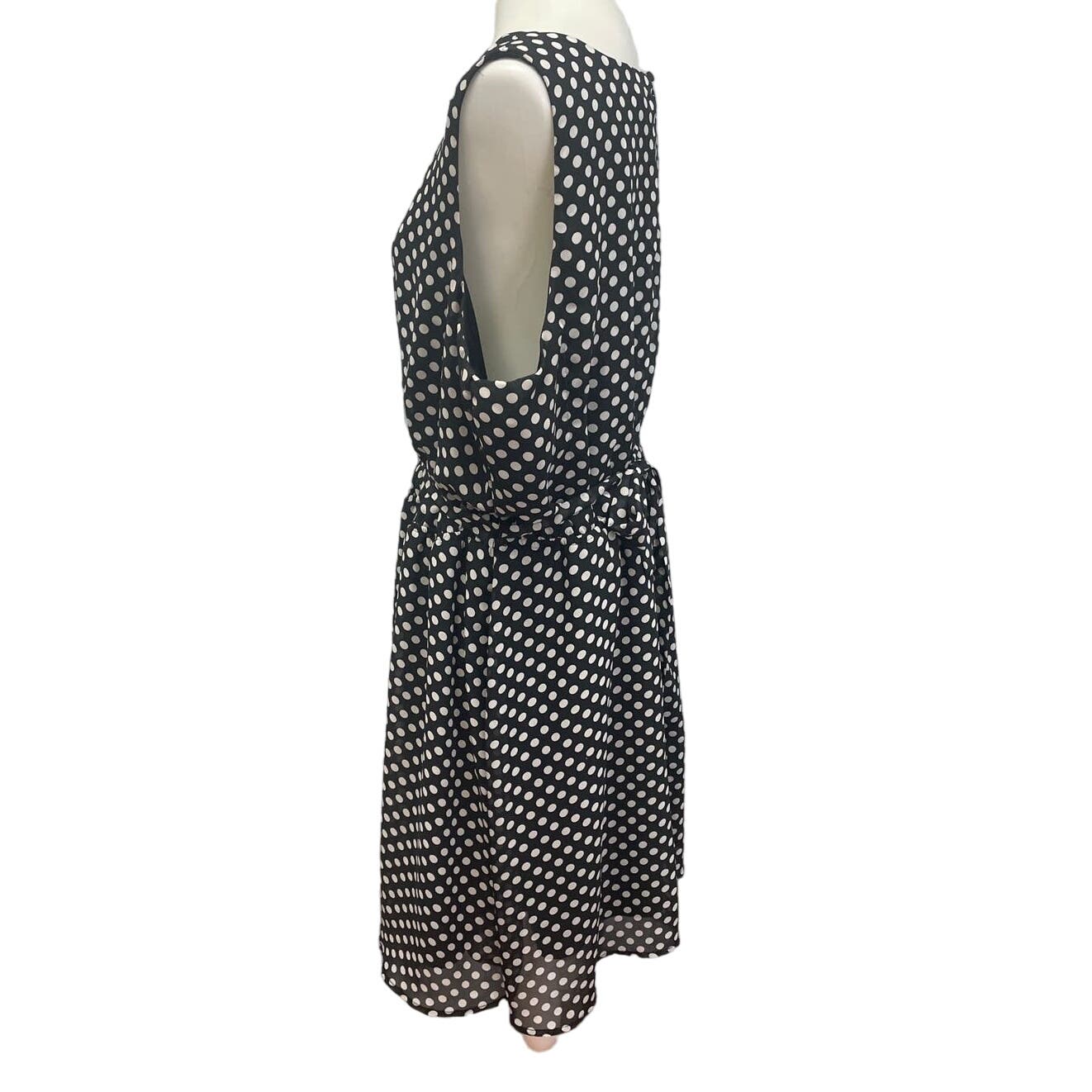 Paper Doll Womens 3X Gathered Waist Lined Polyester Polka Dot Sleeveless Dress