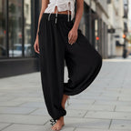 Women's High-Waist Wide-Leg Pants with Tie Waist & Pockets – 8 Colors