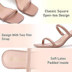 Avidirk Womens Size 8 Tan Open Toe 3.5" Block Heel Slide On 2 Strap Sandal Shoes