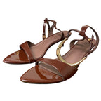 Coutgo Womens Size 9 Dark Brown 2" Low Kitten Heel Ankle Strap Open Toe Shoes
