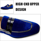 New Jitai Mens Size 10 Blue Velvet Slide On Low Heel Penny Loafer Formal Shoes