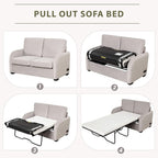 2 In 1 Velvet Sleeper Sofa With USB Port Convertible Loveseat Bed Soft Velvet Upholstery For Small Living Rooms Guests