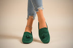 Women's Square Toe Tassel Slip-On Loafers | Suede Flat Casual Shoes
