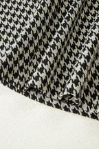 Khaki Houndstooth Print V Neck Sleeveless Mini Dress