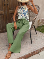 Printed Tank Top and Wide Leg Pants Set