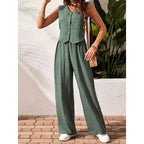 Women’s crop vest blazer wide leg pants set