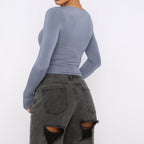 Slim Fit Long Sleeve Shirt | Women's Casual Crop Tops