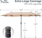 Large Double-Sided Patio Umbrella with Easy Crank System