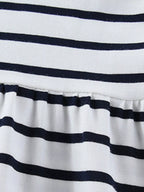 Children's Cute Appliques Striped Round Neck Dress