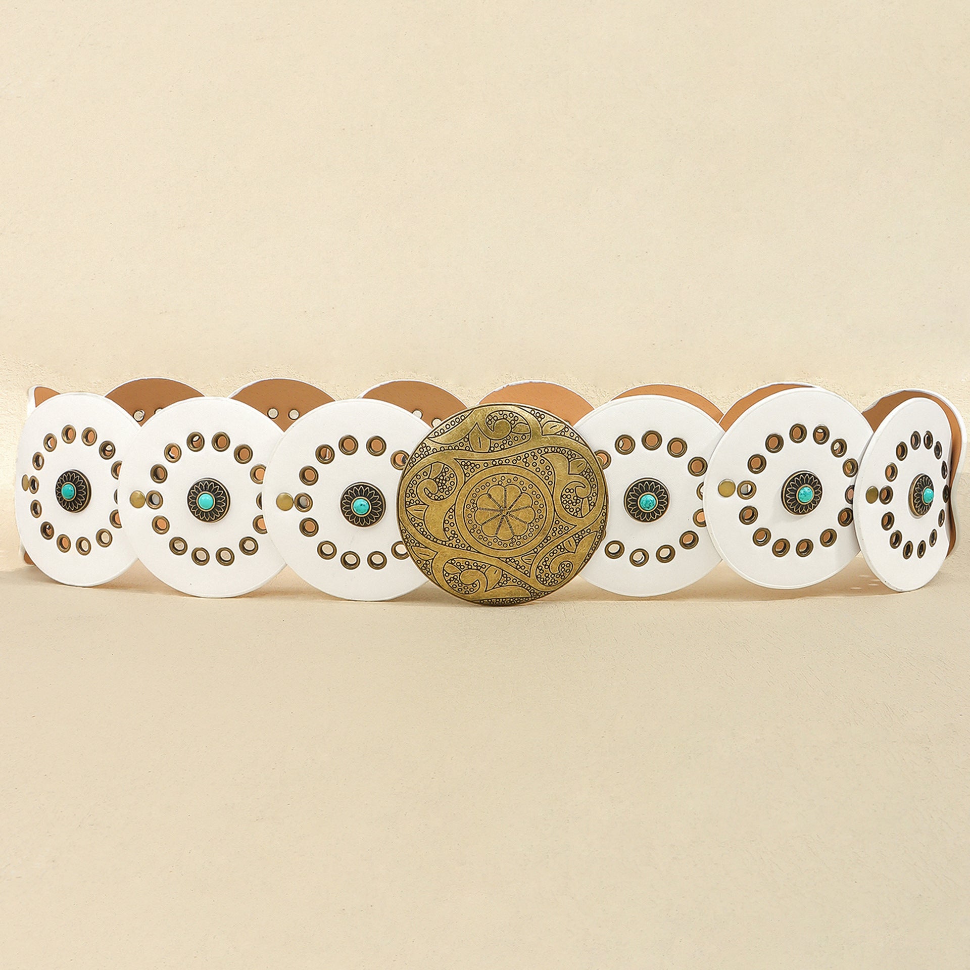 Waist Western Style Disc Personality Turquoise Air Eye Belt