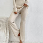 Women’s Ribbed V‑Neck Top & Pants Set