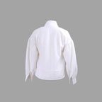 Stylish And Elegant Womens Pleated High-neck Blouse With Puffed Sleeves