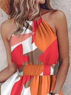 Paisley Print Halter Neck Mini Dress