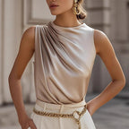 Women's Elegant Sleeveless Mock Neck Top
