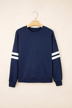 Coffee Varsity Striped Detail Drop Shoulder Oversized Sweatshirt