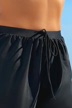 Black Scalloped Trim Beach Shorts