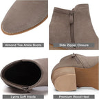 Shibever Womens Size 6 Tan Faux Suede Side Zip 2.5" Heel Ankle Boots Booties