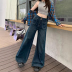 Womens Dark Blue Straight-leg Jeans