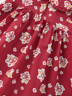 Children's Floral Print Ruffle Collar Button-Front Dress