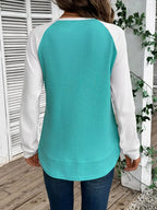 Waffle Knit Raglan Sleeve T-Shirt