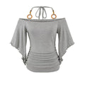 Women's Retro Off-the-Shoulder Beaded Halter Neck Top